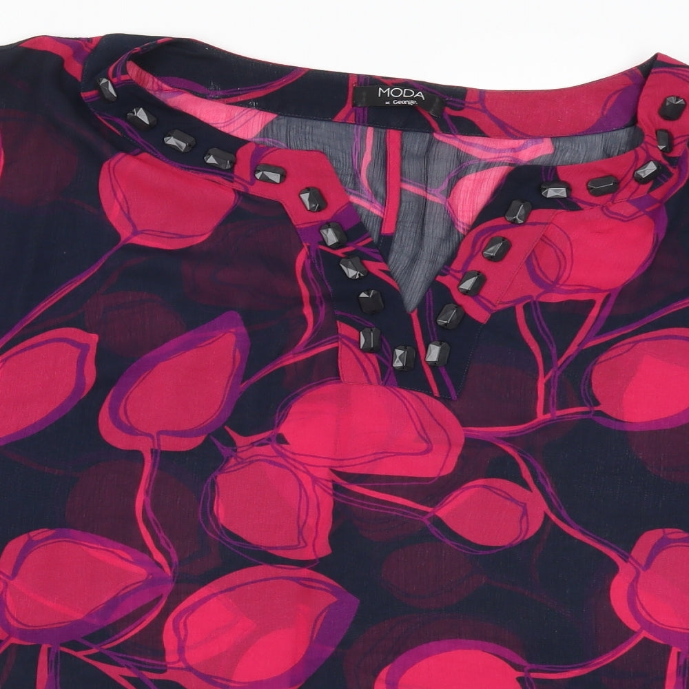 George Womens Pink Geometric  Basic Blouse Size 22