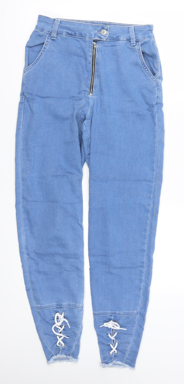 Pretty Little Thing Womens Blue Denim Mom Jeans Size 6 L28 in - Lace Up