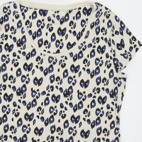 NEXT Womens Beige Animal Print  Basic T-Shirt Size 16  - Blue Cheetah Print