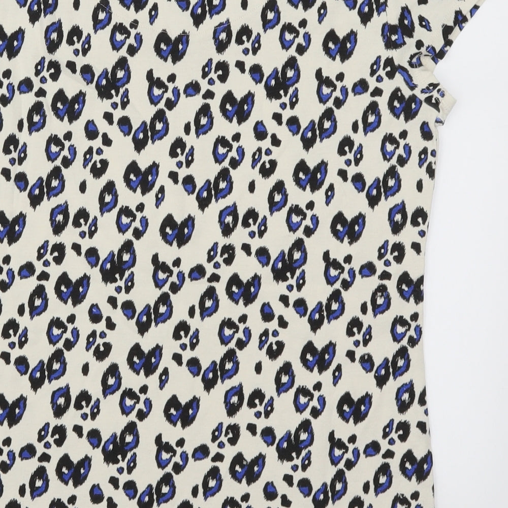 NEXT Womens Beige Animal Print  Basic T-Shirt Size 16  - Blue Cheetah Print