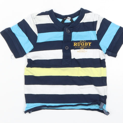 George Boys Blue Striped  Basic T-Shirt Size 9-12 Months  - Rugby