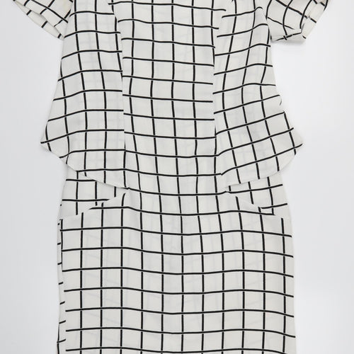 COLLECTION  Womens White Check  Fit & Flare  Size 8