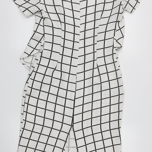 COLLECTION  Womens White Check  Fit & Flare  Size 8