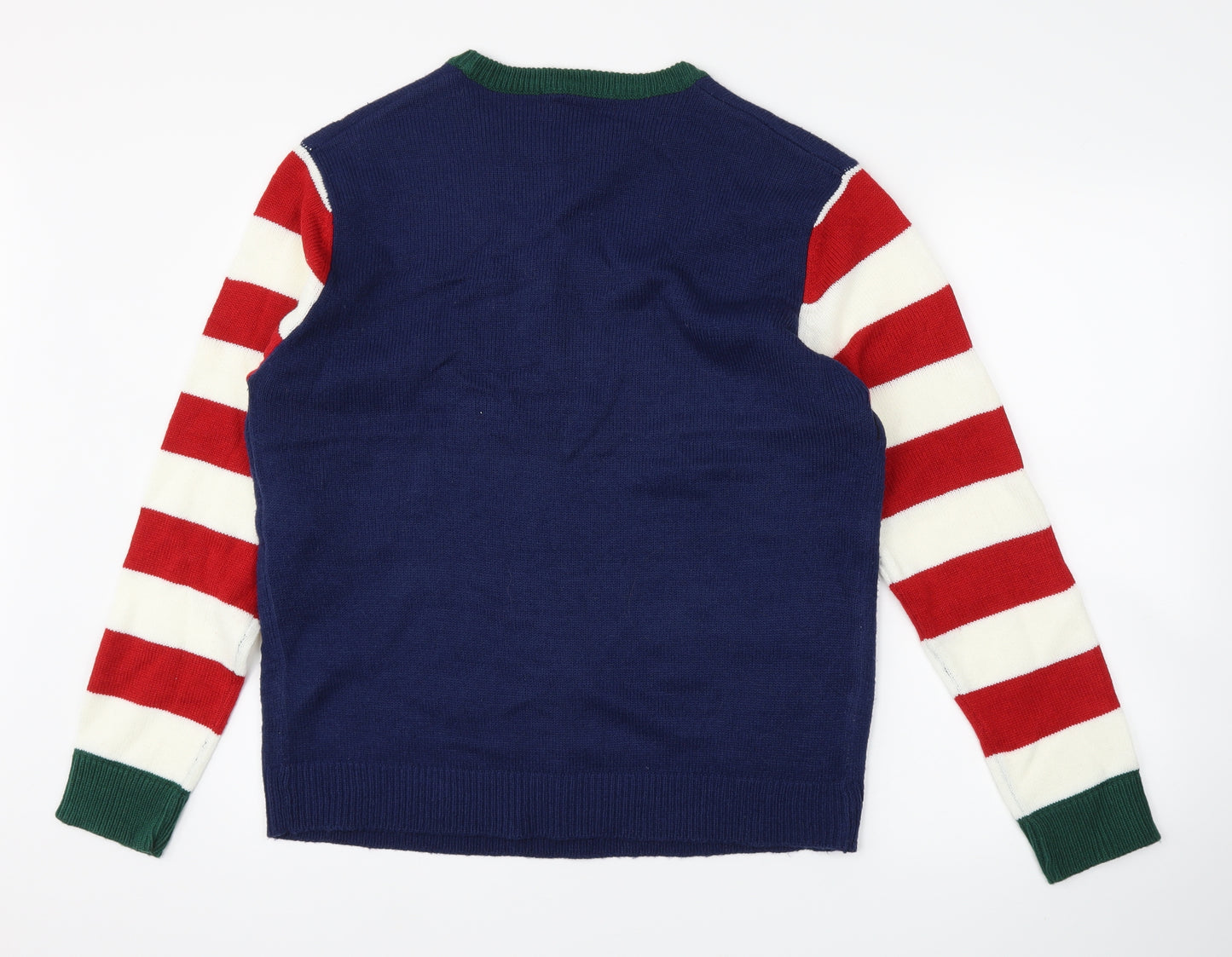 MENS JUMPER  Mens Blue Houndstooth  Pullover Hoodie Size L  - Christmas