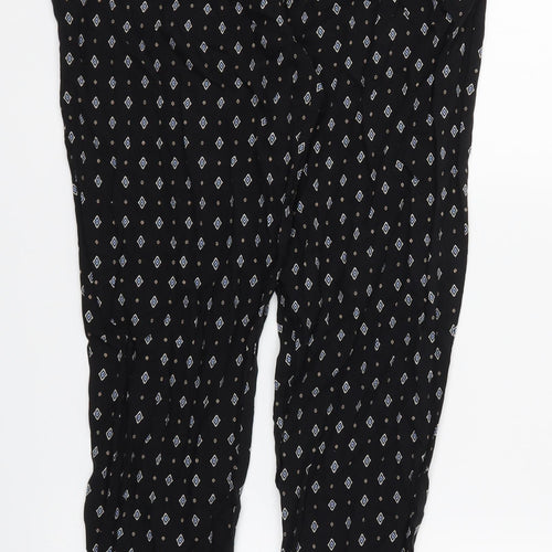 New Look Womens Black Argyle/Diamond  Jogger Trousers Size 10 L27 in - Stretch waistband