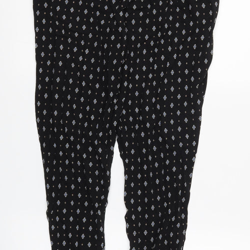 New Look Womens Black Argyle/Diamond  Jogger Trousers Size 10 L27 in - Stretch waistband