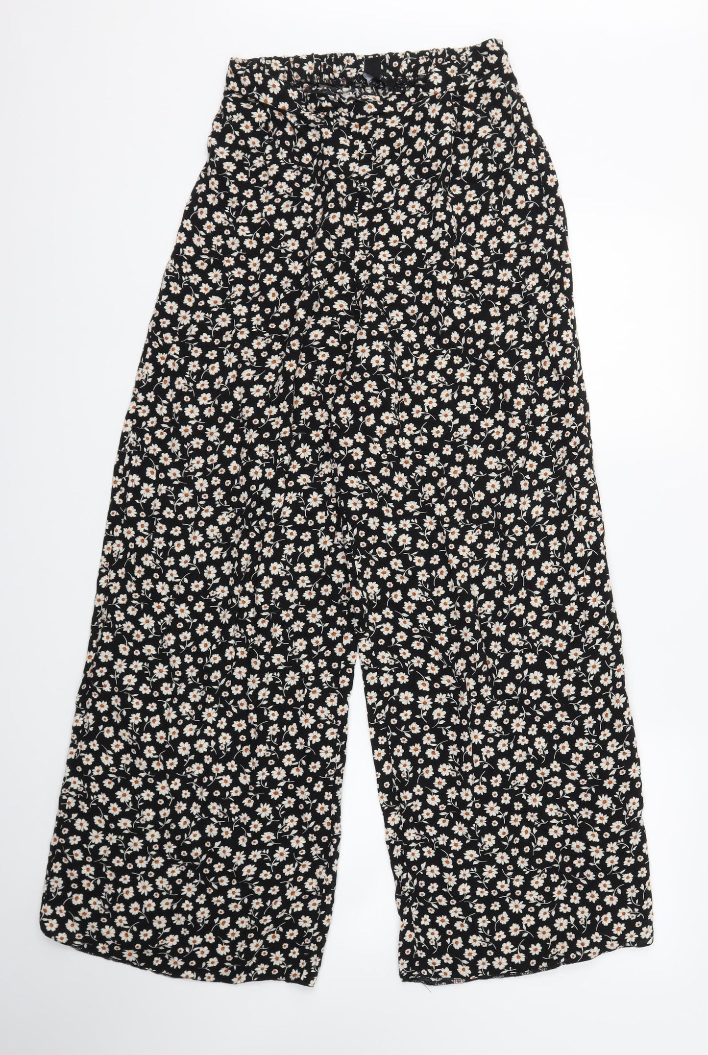 New Look Womens Black Floral  Trousers  Size 10 L28 in - Stretch waistband