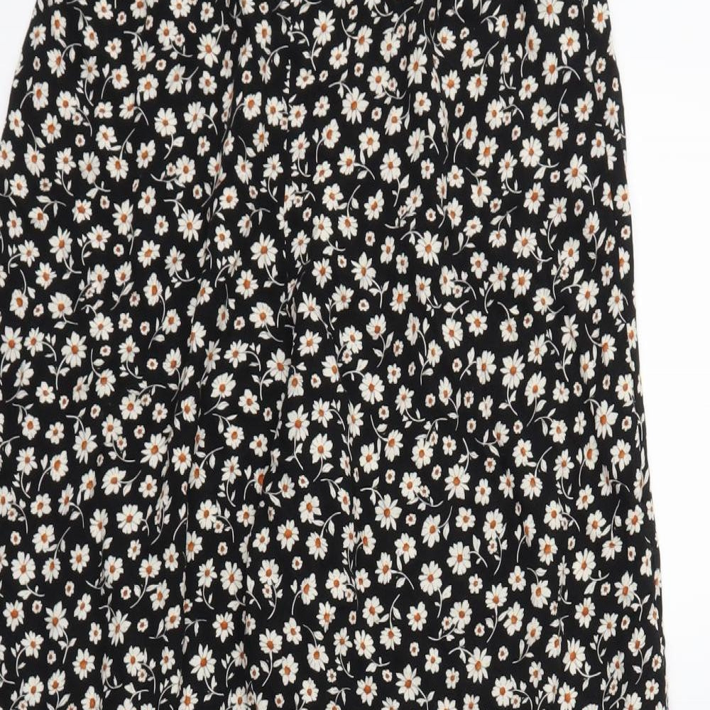 New Look Womens Black Floral  Trousers  Size 10 L28 in - Stretch waistband
