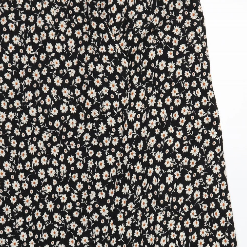 New Look Womens Black Floral  Trousers  Size 10 L28 in - Stretch waistband