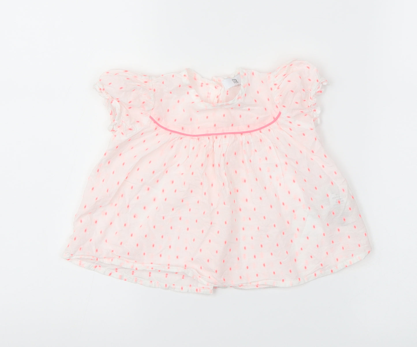 RR Girls White Spotted  Basic T-Shirt Size 12 Months