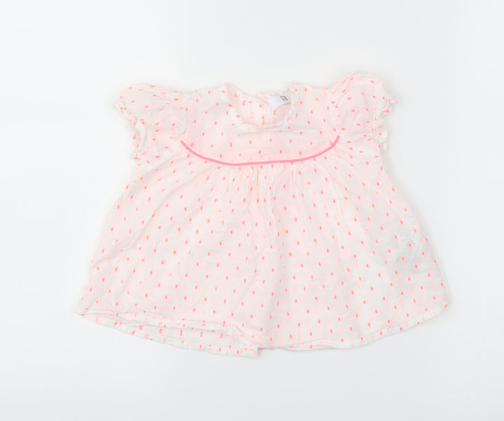RR Girls White Spotted  Basic T-Shirt Size 12 Months