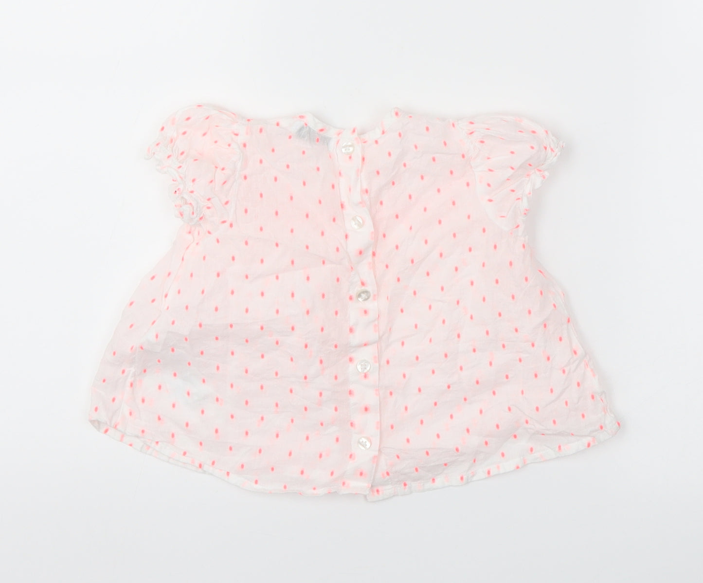 RR Girls White Spotted  Basic T-Shirt Size 12 Months