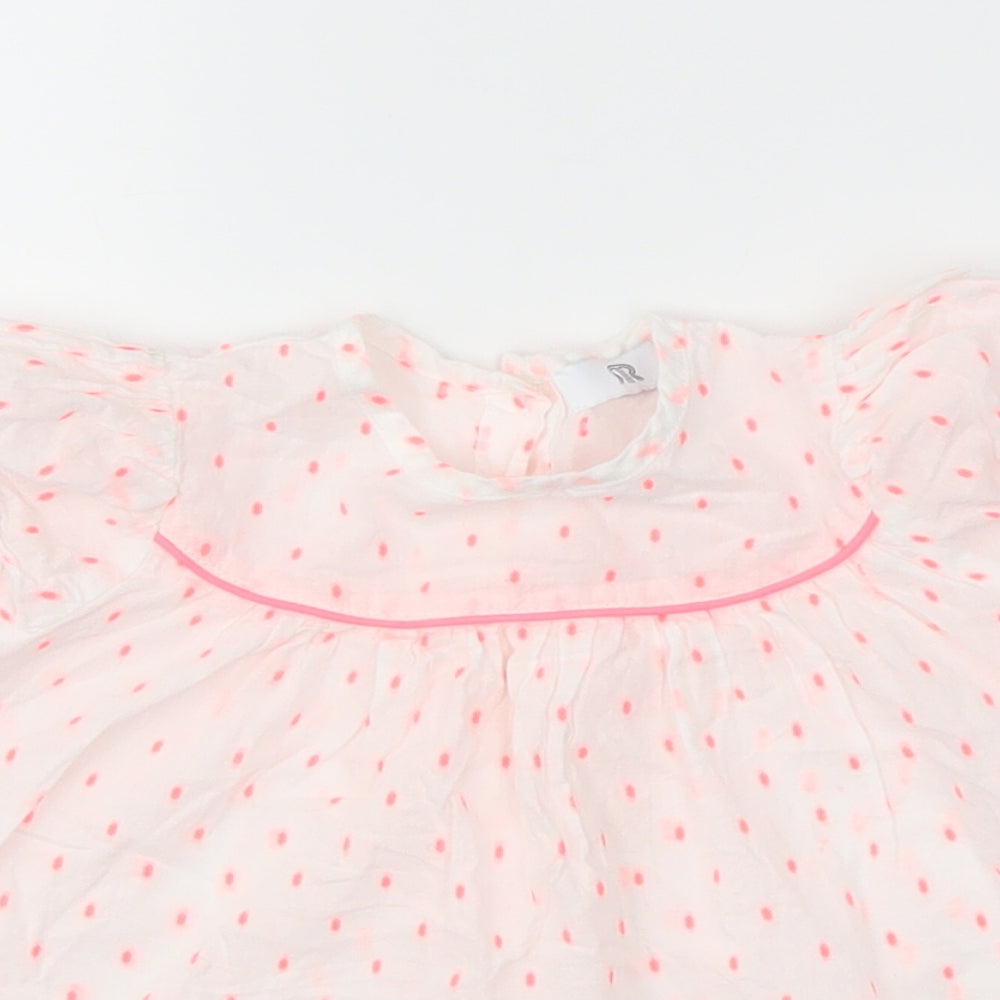 RR Girls White Spotted  Basic T-Shirt Size 12 Months