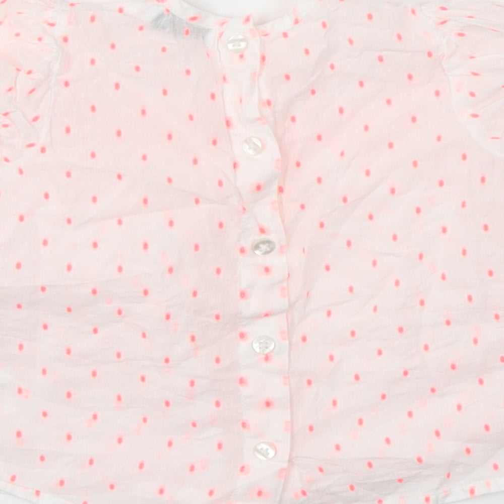 RR Girls White Spotted  Basic T-Shirt Size 12 Months