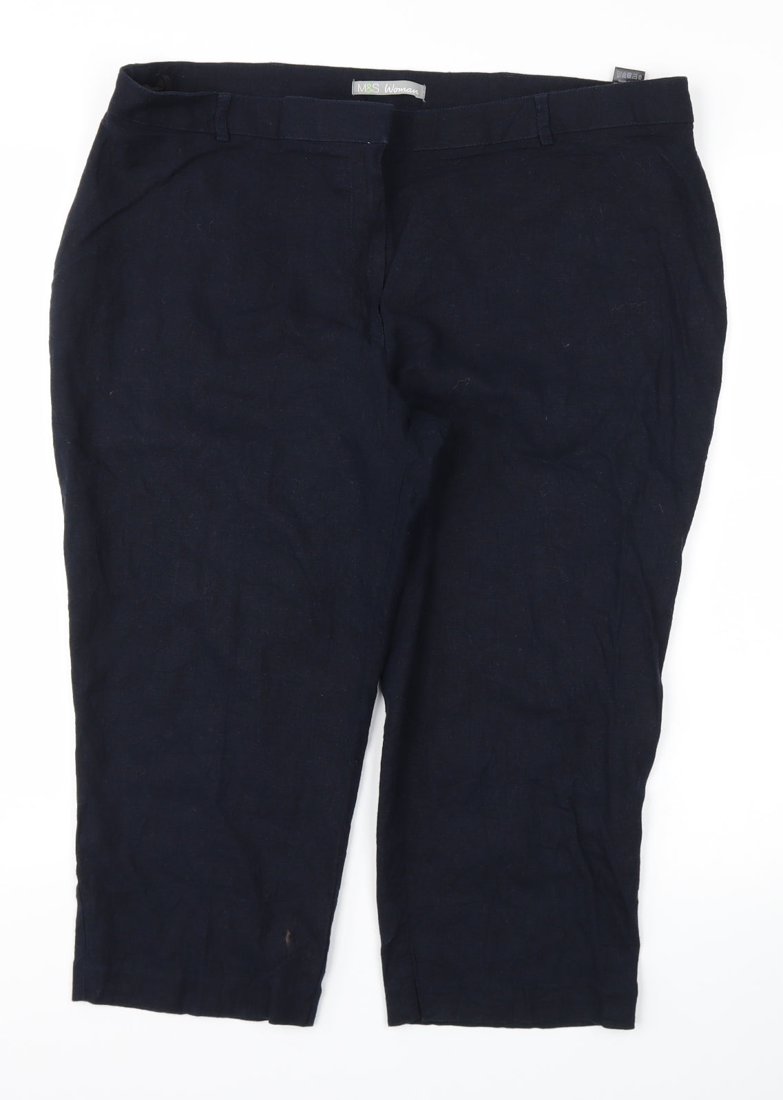 m&s Womens Blue   Capri Trousers Size 18 L20 in