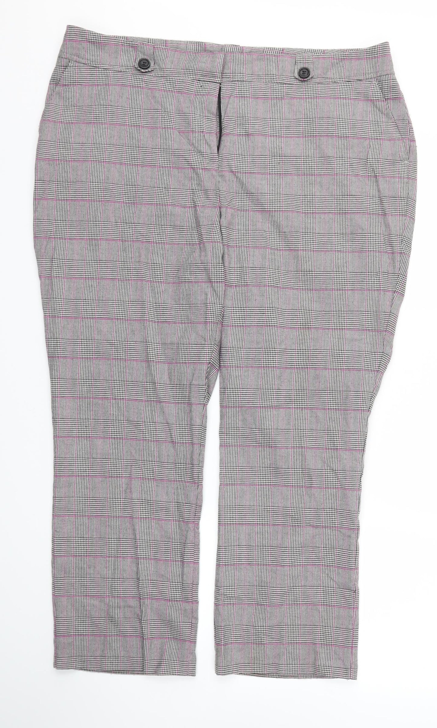 Bonmarché Womens Grey Check  Trousers  Size 18 L27 in