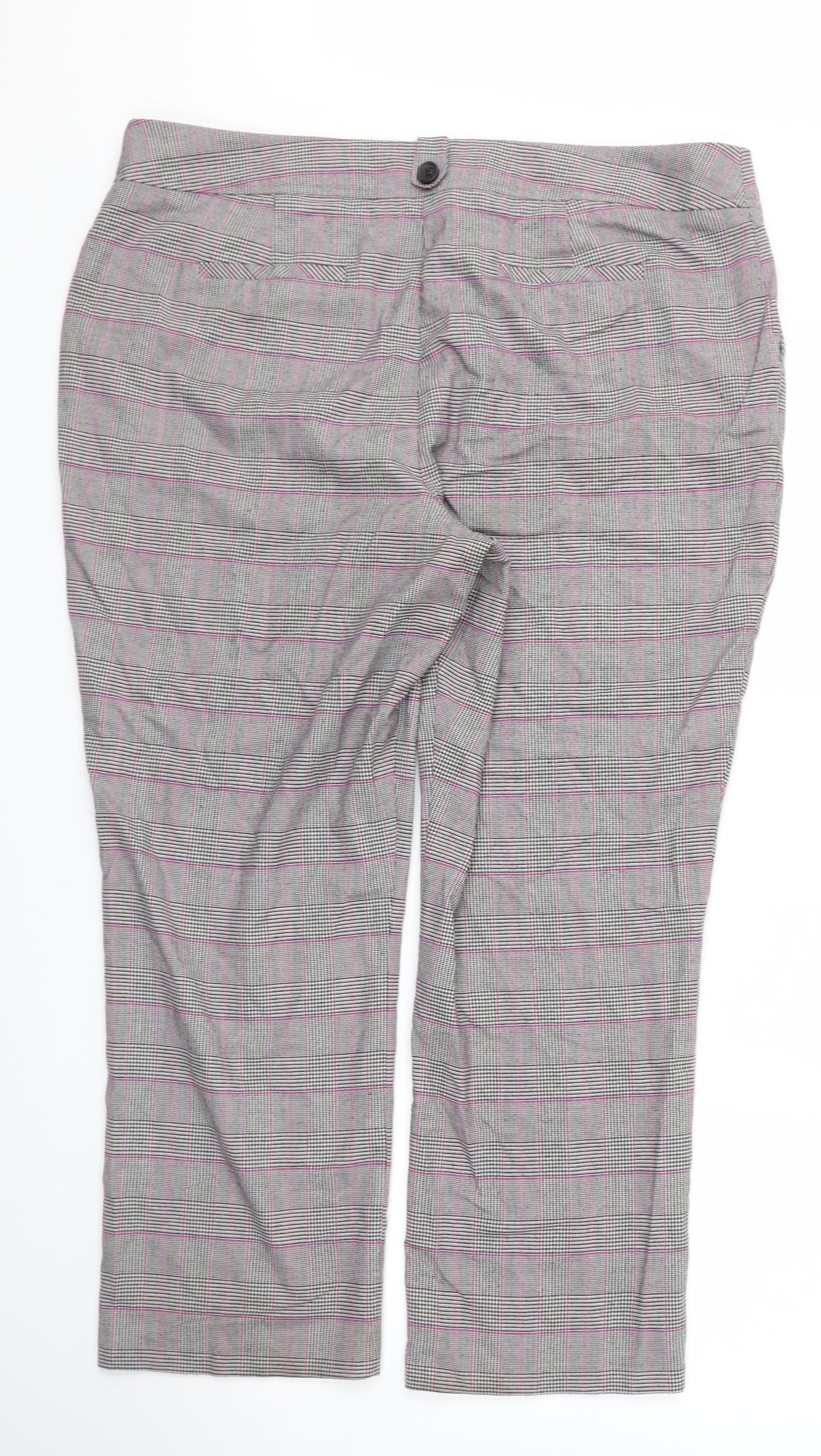 Bonmarché Womens Grey Check  Trousers  Size 18 L27 in