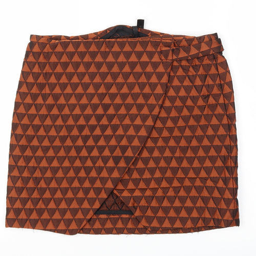 Topshop Womens Brown Argyle/Diamond  A-Line Skirt Size 12