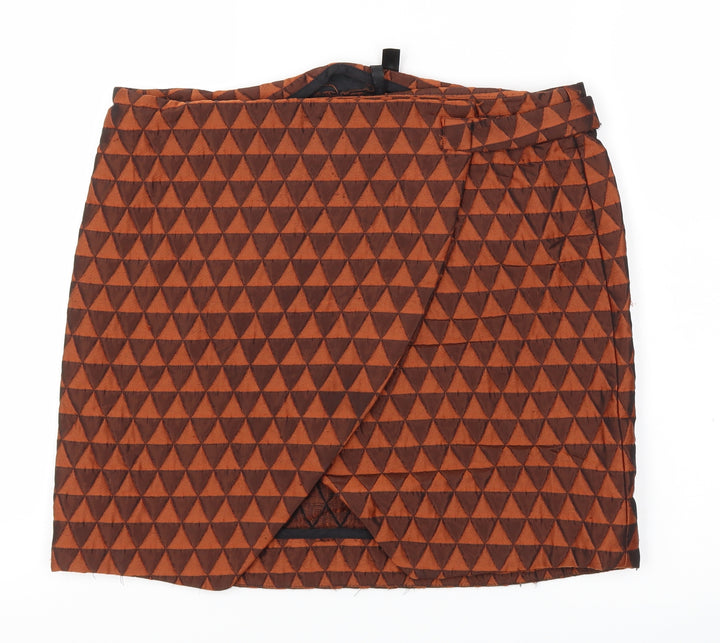 Topshop Womens Brown Argyle/Diamond A-Line Skirt Size 12