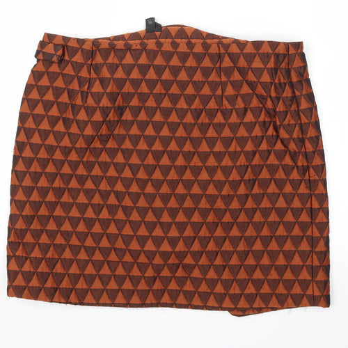 Topshop Womens Brown Argyle/Diamond  A-Line Skirt Size 12
