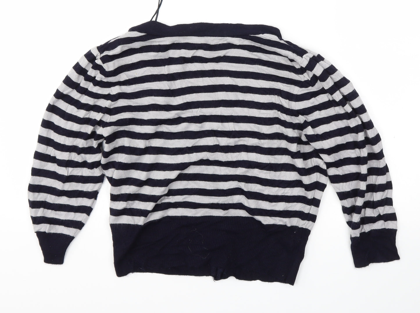 F&F Womens Blue Striped  Cardigan Jumper Size 12