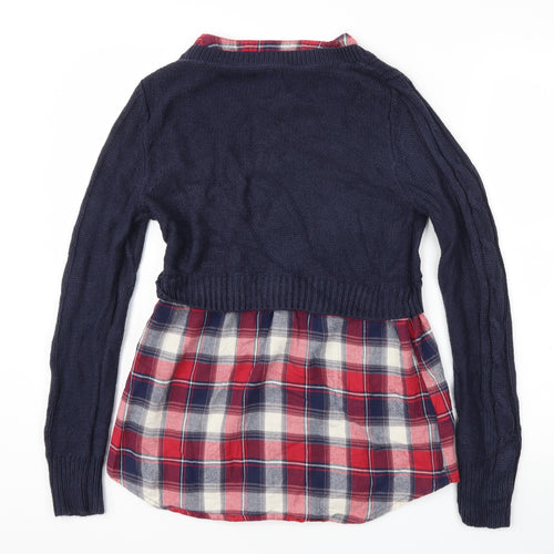 Papaya Womens Blue Check  Pullover Jumper Size 12