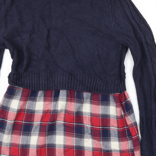 Papaya Womens Blue Check  Pullover Jumper Size 12