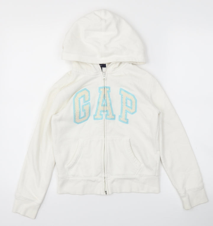 Gap Girls White Full Zip Jumper Size M