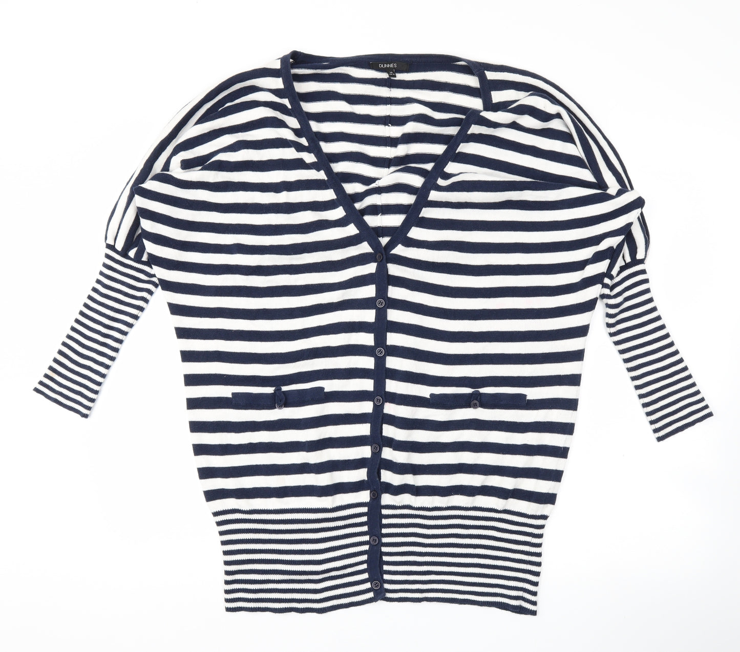 DUNNES  Womens Blue Striped  Cardigan Jumper Size 14