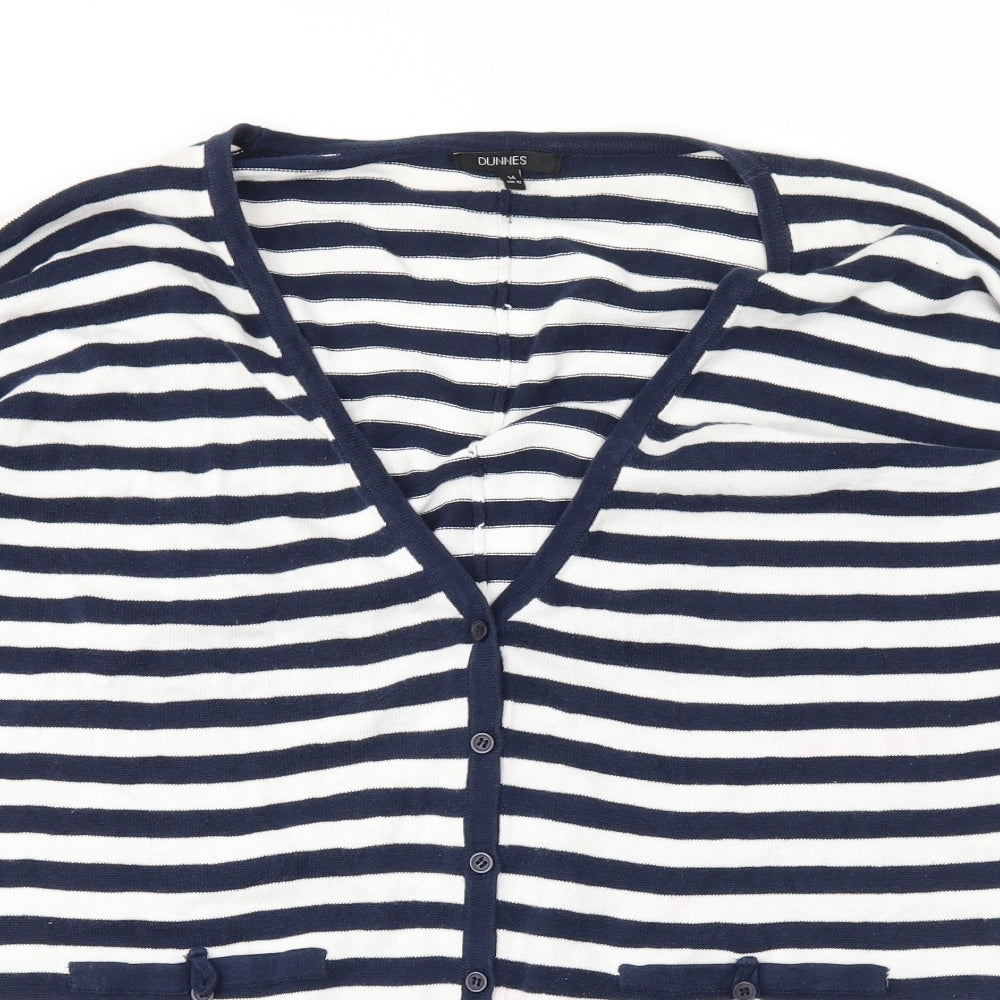 DUNNES  Womens Blue Striped  Cardigan Jumper Size 14