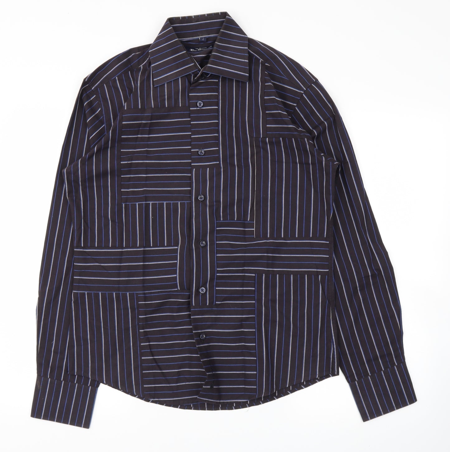 Ben Sherman Mens Black Striped   T-Shirt Size S