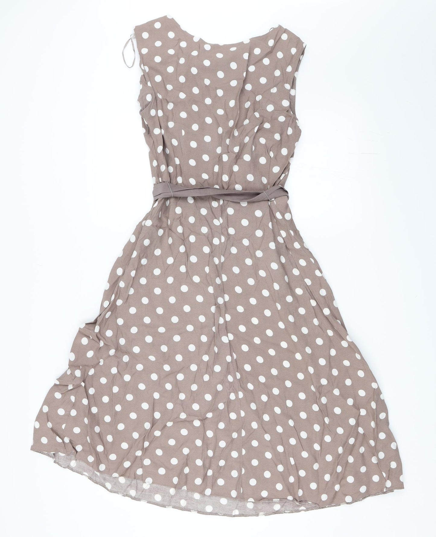 Debenhams Womens Brown Polka Dot  Skater Dress  Size 14