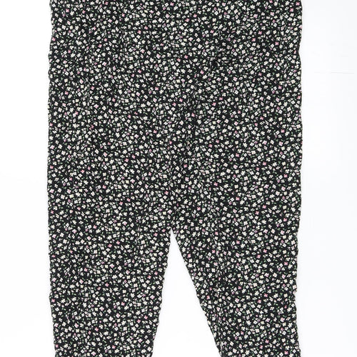 H&M Womens Black Floral  Trousers  Size 38 L28 in