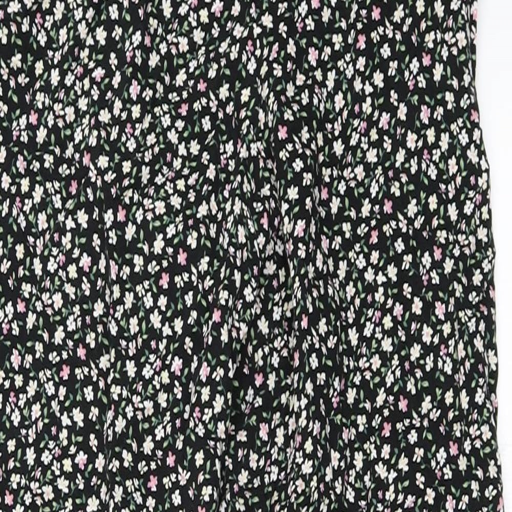 H&M Womens Black Floral  Trousers  Size 38 L28 in