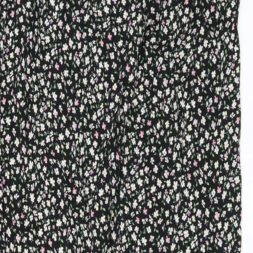 H&M Womens Black Floral  Trousers  Size 38 L28 in