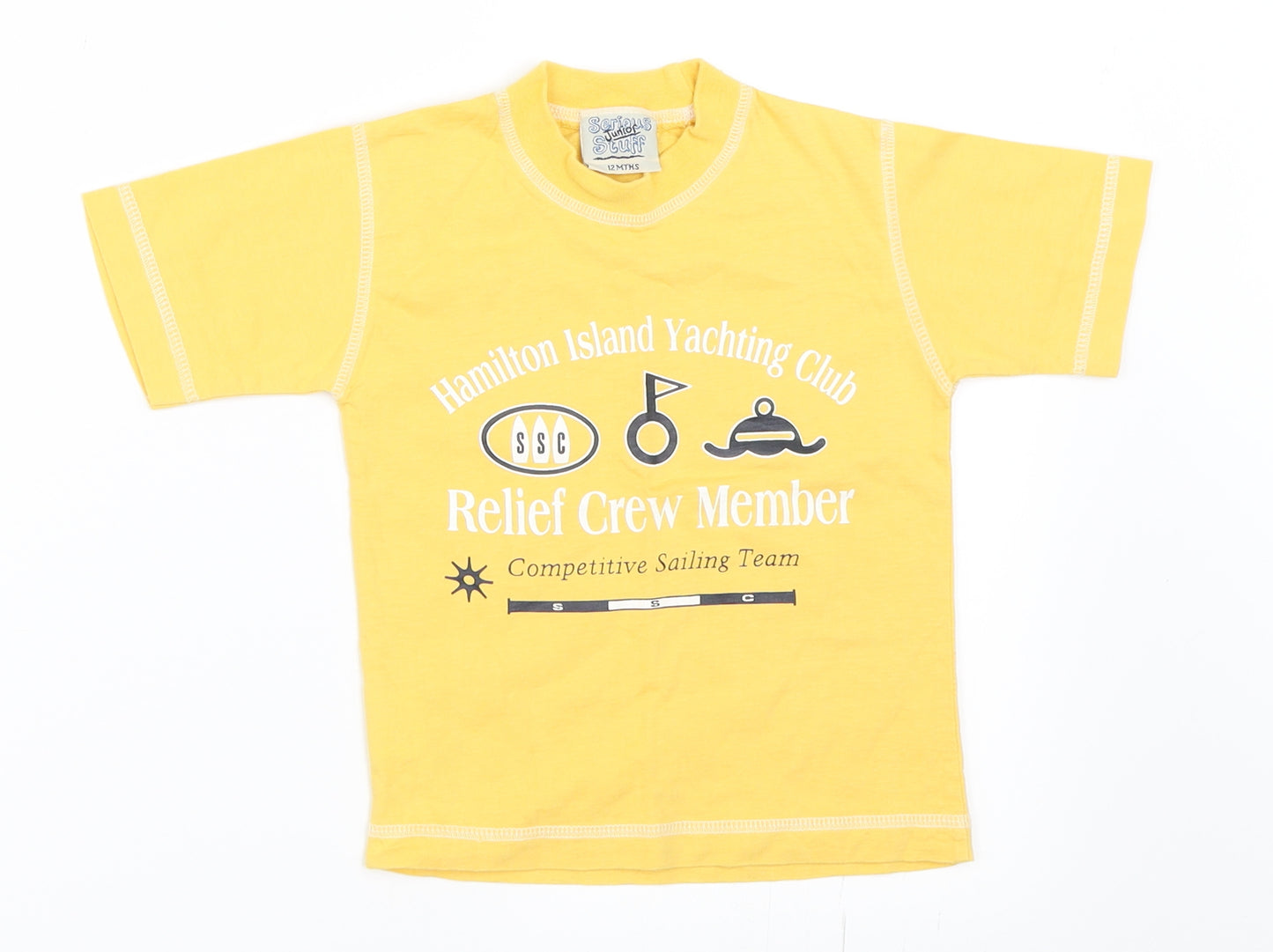 Serious Stuff Boys Yellow   Basic T-Shirt Size 12 Months  - Sailing