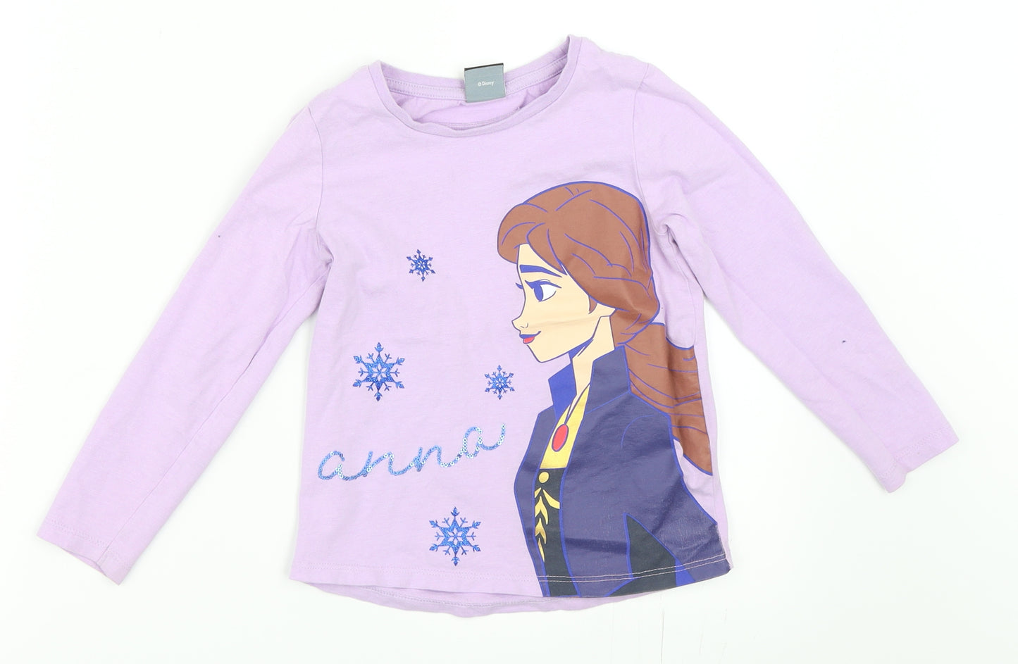 George Girls Purple   Basic T-Shirt Size 4-5 Years  - Disney Frozen