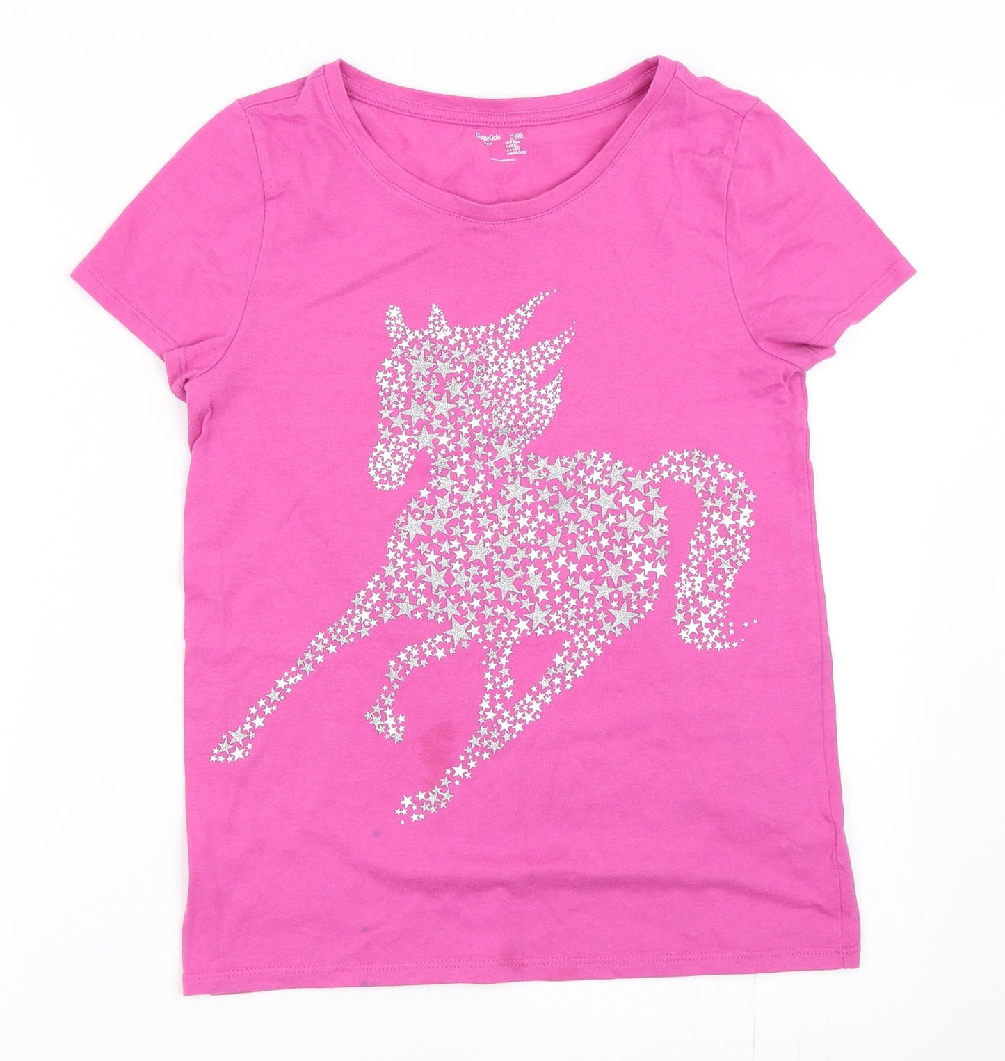 Gap Girls Pink   Basic T-Shirt Size 13 Years  - horse