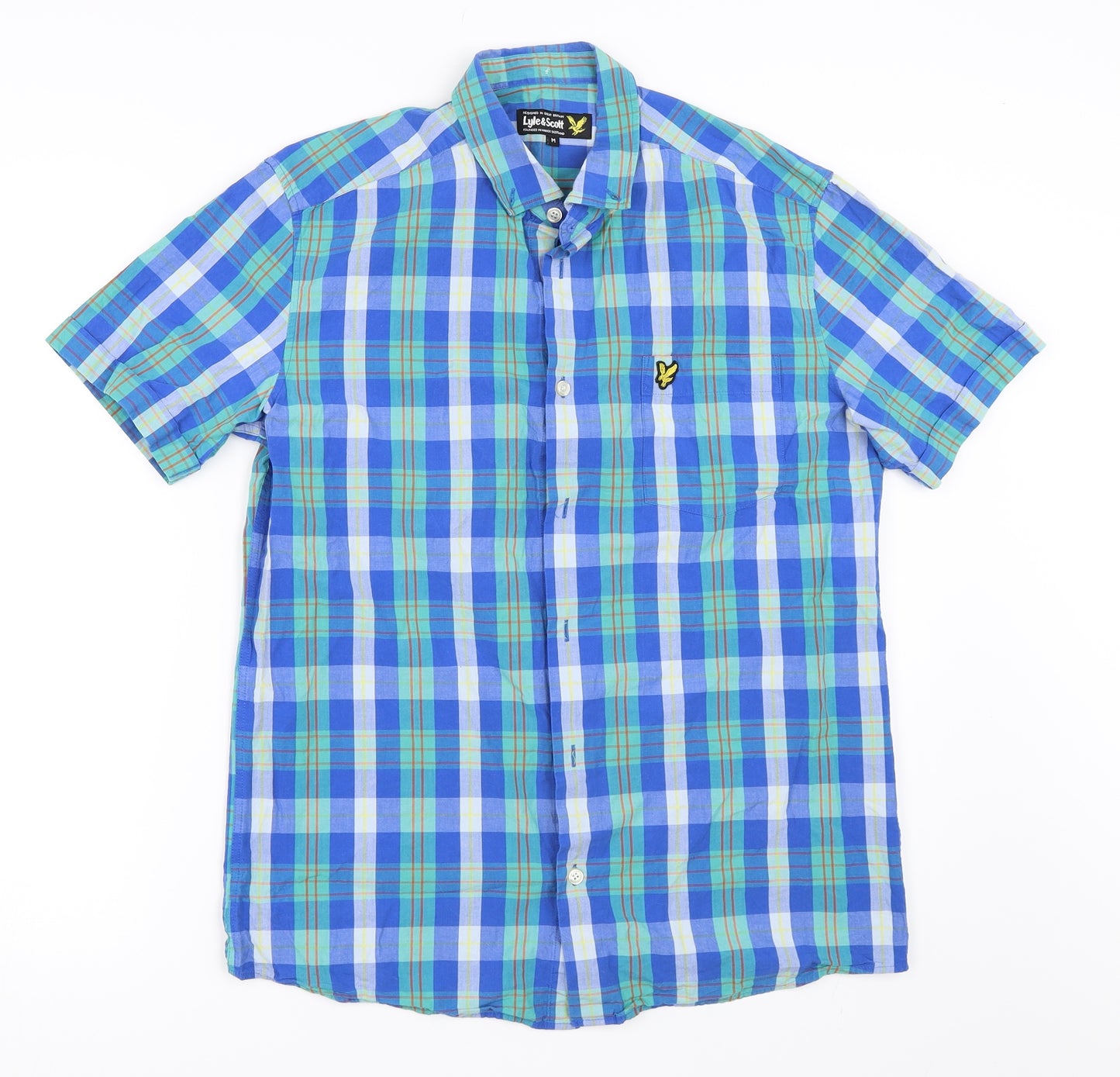 Lyle & Scott Mens Blue Check   Button-Up Size M