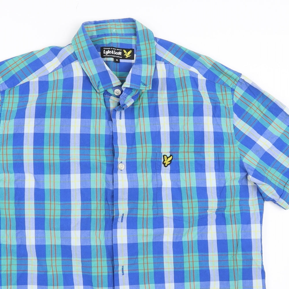 Lyle & Scott Mens Blue Check   Button-Up Size M
