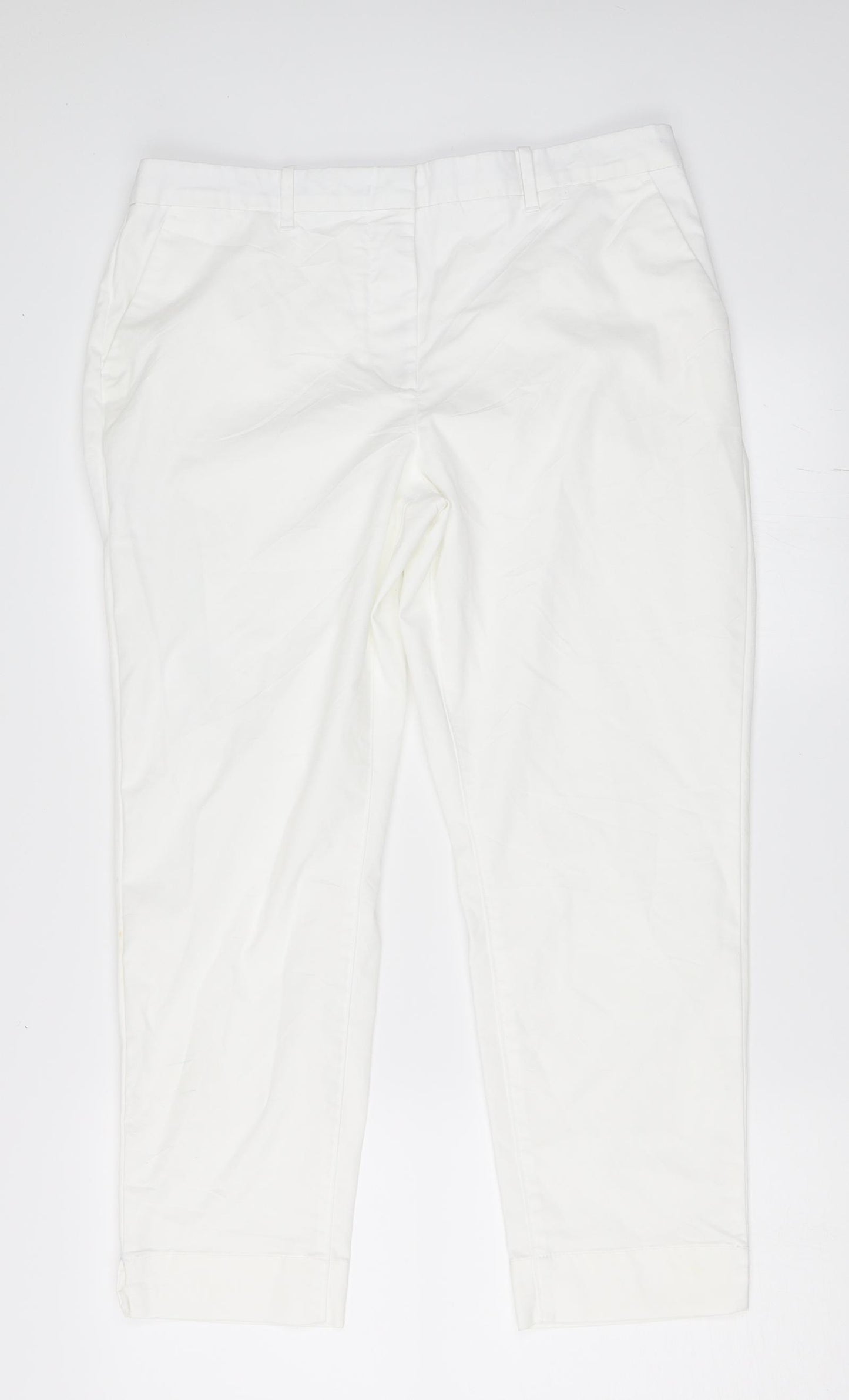 Marks and Spencer Womens White   Cropped Trousers Size 14 L25 in