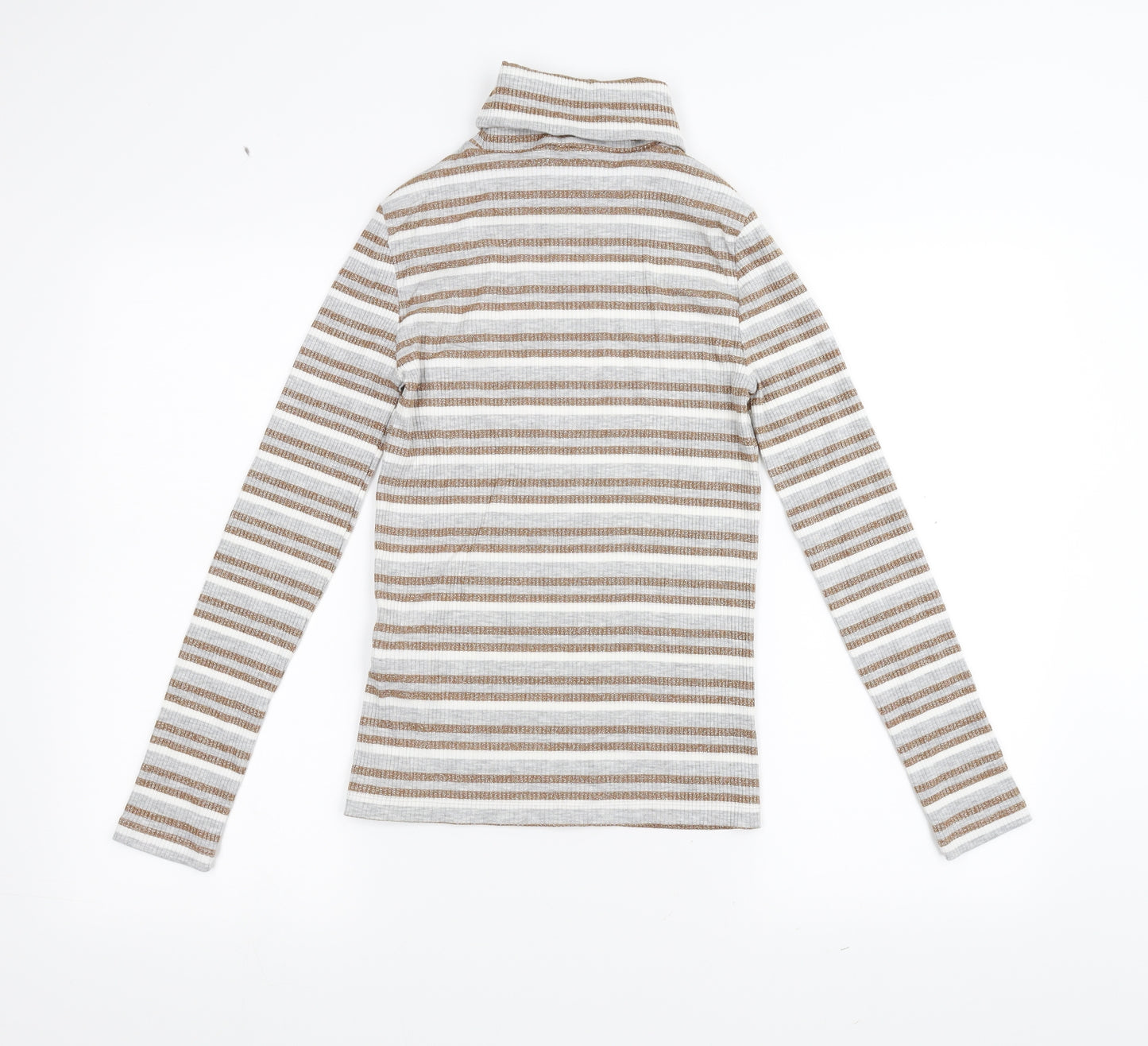 Marks and Spencer Womens Grey Striped  Pullover Jumper Size 8