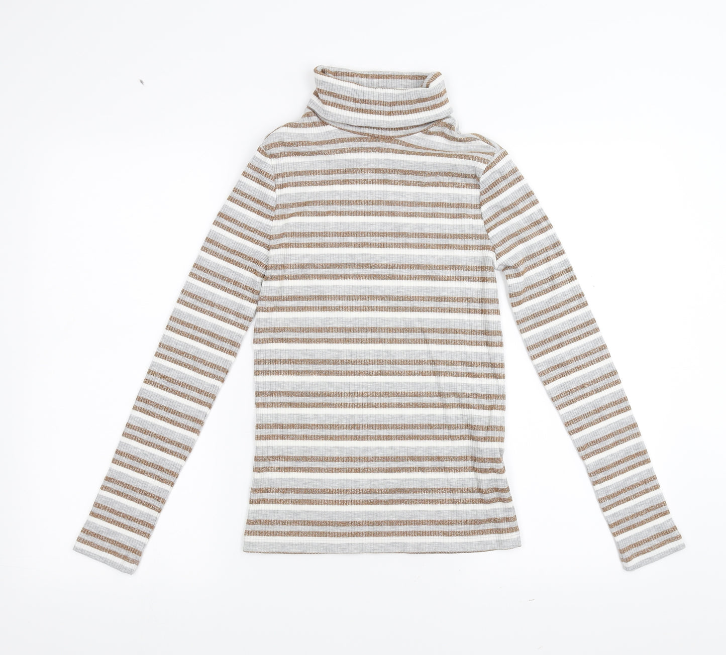 Marks and Spencer Womens Grey Striped  Pullover Jumper Size 8