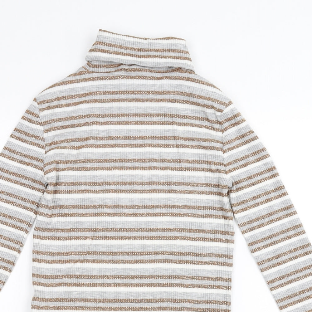 Marks and Spencer Womens Grey Striped  Pullover Jumper Size 8