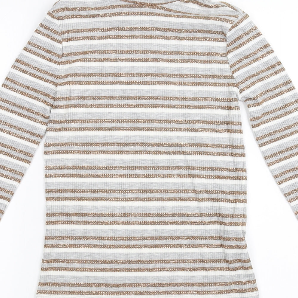 Marks and Spencer Womens Grey Striped  Pullover Jumper Size 8