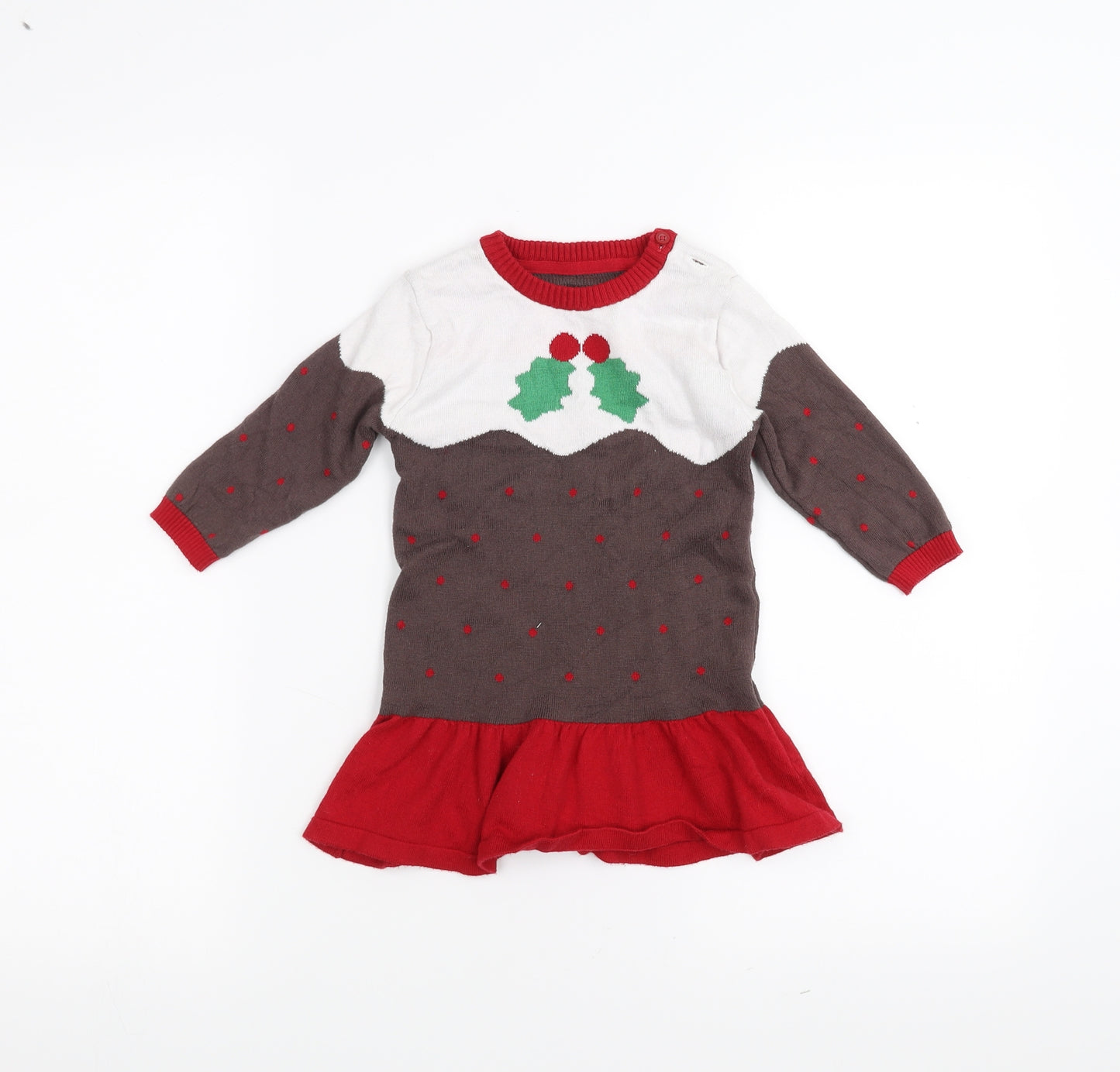 Marks and Spencer Girls Brown   Jumper Dress  Size 12-18 Months  - Christmas