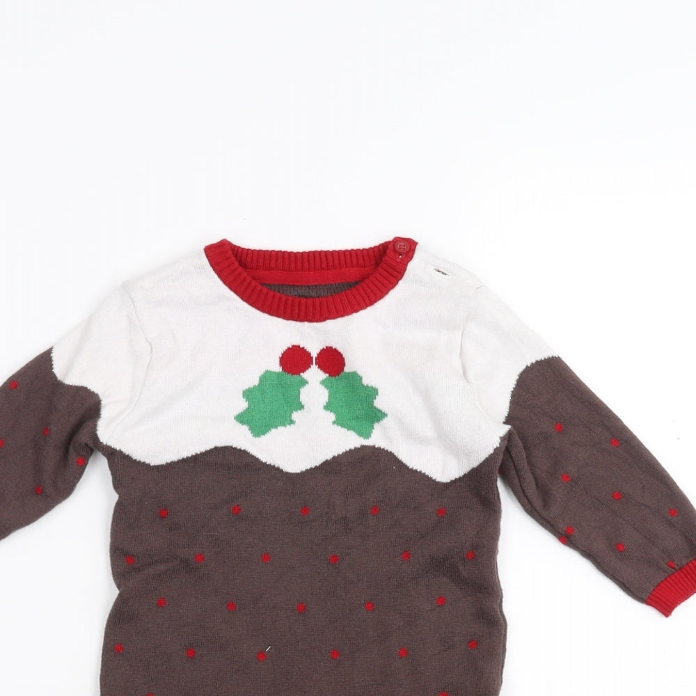 Marks and Spencer Girls Brown   Jumper Dress  Size 12-18 Months  - Christmas