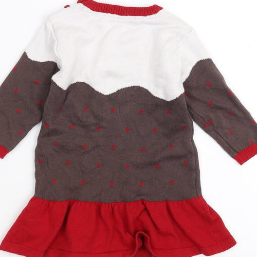 Marks and Spencer Girls Brown   Jumper Dress  Size 12-18 Months  - Christmas