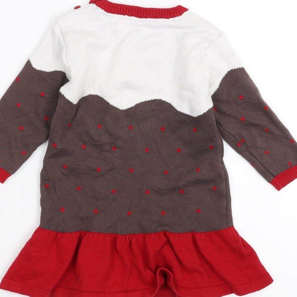 Marks and Spencer Girls Brown   Jumper Dress  Size 12-18 Months  - Christmas
