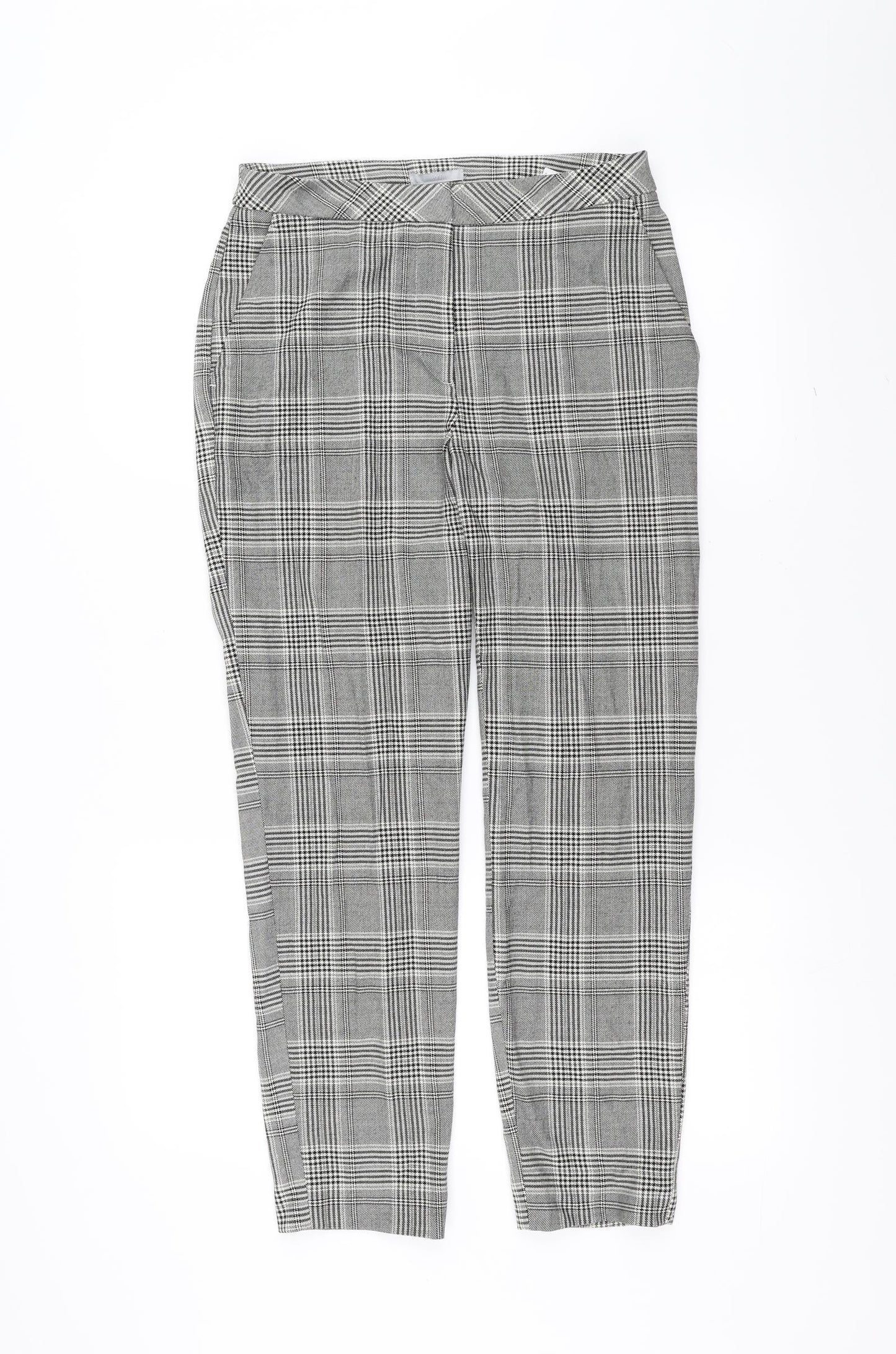 H&M Womens Grey Houndstooth  Trousers  Size 8 L26 in - slim leg